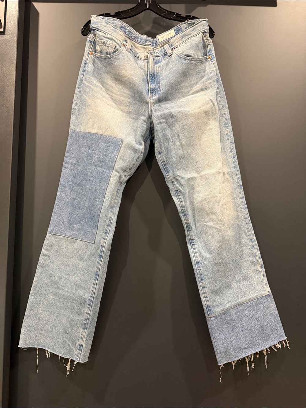 Light Wash Patchwork Cropped AG Jeans